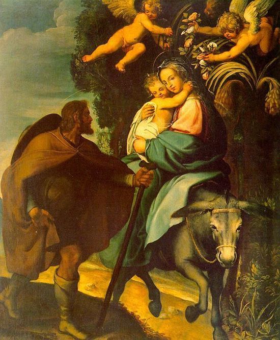 La Fuite en Egypte, tableau de Bartholomeo Carducci, vers 1560.