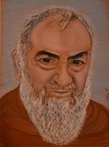 Portrait de Padre Pio, collection privée, reproduction interdite Portrait de Padre Pio, collection privée, reproduction interdite