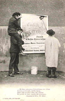 Mais son orientation démocratique, dans un milieu encore très choqué par l'expulsion des congrégations et la loi de séparation des Églises et de l'État (1905), son indépendance aussi vis à vis de la hiérarchie ecclésiastique, finissent par inquiéter. Le 25 août 1910, le pape Pie X condamne le mouvement dans une lettre aux évêques de France : Sangnier se soumet et dissout Le Sillon.  Il se lance alors dans l'action politique, fonde un journal, La Démocratie et, en 1912, un parti, la "Ligue de la Jeune République". Pendant la guerre de 1914-1918, il est chargé par Briand d'une mission en faveur de la paix auprès du pape. Député de Paris de 1919 à 1924, il se consacre entre les deux guerres à l'action pacifiste et organise de grands congrès démocratiques internationaux.  En 1929, à l'instar de Richard Schirmann en Allemagne, il introduit en France les Auberges de Jeunesse pour rapprocher les jeunes de tous les pays. À partir de 1932, il prend un certain recul avec l'action politique et fonde l'hebdomadaire L'Éveil des peuples et le Foyer de la Paix à Bierville (Seine-et-Oise), où il possédait une propriété.  Après la guerre, pendant laquelle il est arrêté, en 1944, par la Gestapo, son influence perdure : élu de nouveau député de Paris, il devient, à sa fondation, le président d'honneur du M.R.P.  Odile Gaultier-Voituriez archiviste de la Fondation nationale des sciences politiques,  membre du conseil scientifique de l'Institut - source