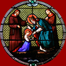 Sainte Geneviève encore enfant confiant sa vocation à Saint Germain. Devenue Vierge Consacrée, elle sera une femme politique influente nullement cloîtrée, elle gèrera le siège curial et les territoires hérités de son père à Paris, repoussant grâce aux vivres de ces mêmes terres l'attaque d'Attila sur Paris, elle vivra sa consécration dans le monde tout en menant une forte vie de prière et d’ascèse. Sainte Geneviève encore enfant confiant sa vocation à Saint Germain. Devenue Vierge Consacrée, elle sera une femme politique influente nullement cloîtrée, elle gèrera le siège curial et les territoires hérités de son père à Paris, repoussant grâce aux vivres de ces mêmes terres l'attaque d'Attila sur Paris, elle vivra sa consécration dans le monde tout en menant une forte vie de prière et d’ascèse.