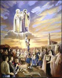 Apparition de Fatima, Marie, Joseph et l'Enfant Jésus.