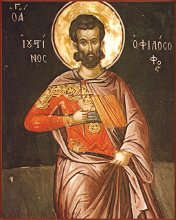 Saint Justin Martyr. On trouvera sur les liens de l'article un lien vers le texte de Benoît XVI dans sa catéchèse sur ce saint et le texte des actes de son martyr.