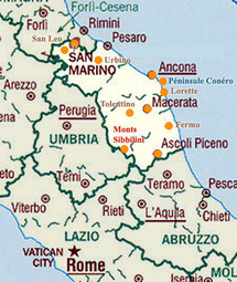 Carte de la terre des Marches ( italie)