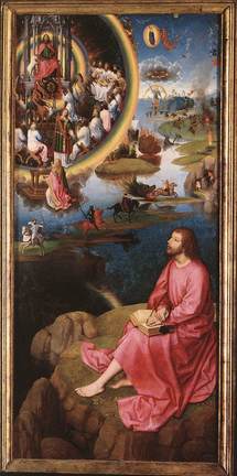 Memling. Vision de l'Apocalypse ( dévoilement, révélation), saint Jean, la Femme et le Dragon. Memling. Vision de l'Apocalypse ( dévoilement, révélation), saint Jean, la Femme et le Dragon.