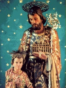 Saint Joseph tient la basilique st Pierre de Rome dans sa main, symbole de sa protection sur l'Eglise.