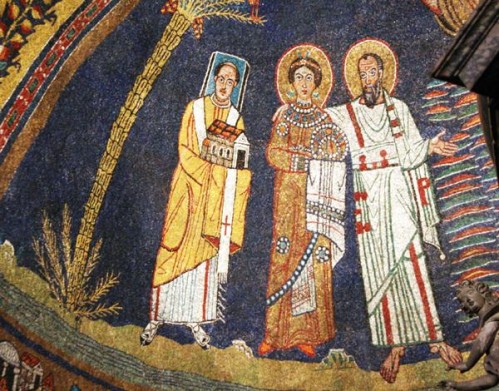 Basilique Sainte Praxède à Rome. Praxède et Prudentienne sont considérées par la Tradition comme les deux premières Vierges Consacrées de l'histoire de l'Eglise et ont chacune leur basilique de chaque côté de sainte Marie-Majeure. Les deux soeurs sont des patriciennes de la famille de Prudentianus, nommé dans ses épîtres par Saint Paul, ici représenté en train de présenter Praxède au Christ. L'une des deux soeurs meurt martyr, l'autre reçoit la première dans l'histoire le voile d'Epouse du Christ. Toutes deux ont consacré leur vie au Christ dans le Célibat pour le Royaume sans quitter leur milieu et leur famille. Basilique Sainte Praxède à Rome. Praxède et Prudentienne sont considérées par la Tradition comme les deux premières Vierges Consacrées de l'histoire de l'Eglise et ont chacune leur basilique de chaque côté de sainte Marie-Majeure. Les deux soeurs sont des patriciennes de la famille de Prudentianus, nommé dans ses épîtres par Saint Paul, ici représenté en train de présenter Praxède au Christ. L'une des deux soeurs meurt martyr, l'autre reçoit la première dans l'histoire le voile d'Epouse du Christ. Toutes deux ont consacré leur vie au Christ dans le Célibat pour le Royaume sans quitter leur milieu et leur famille.